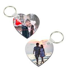 Customized MDF Heart Shape Double-Sided Photo Keychain – Personalized Gift