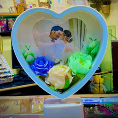 Customized Round Shape LED Photo Frame with Flowers Desing