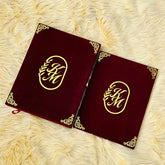 FASTSIDE Customized Velvet Folding Nikkah Thamboard File with Elegant Pen & Luxury Box – Personalized Wedding Gift Set