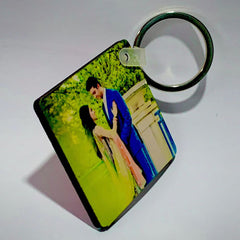 Customized Box Shape MDF Double-Sided Photo Keychain – Personalized Gift