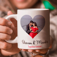 Customized White Mug with Photo, Name & Birthday Calendar Print