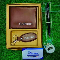 Customized Gift Set for Boys – Wallet, Keychain, Pen & Ring With Name