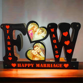 Customized LED Wooden Double Alphabet Frame | Personalized Name & Photo Gift