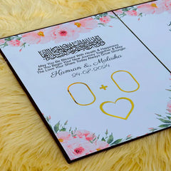 FASTSIDE Customized Velvet Folding Nikkah Thamboard File with Elegant Pen & Luxury Box – Personalized Wedding Gift Set