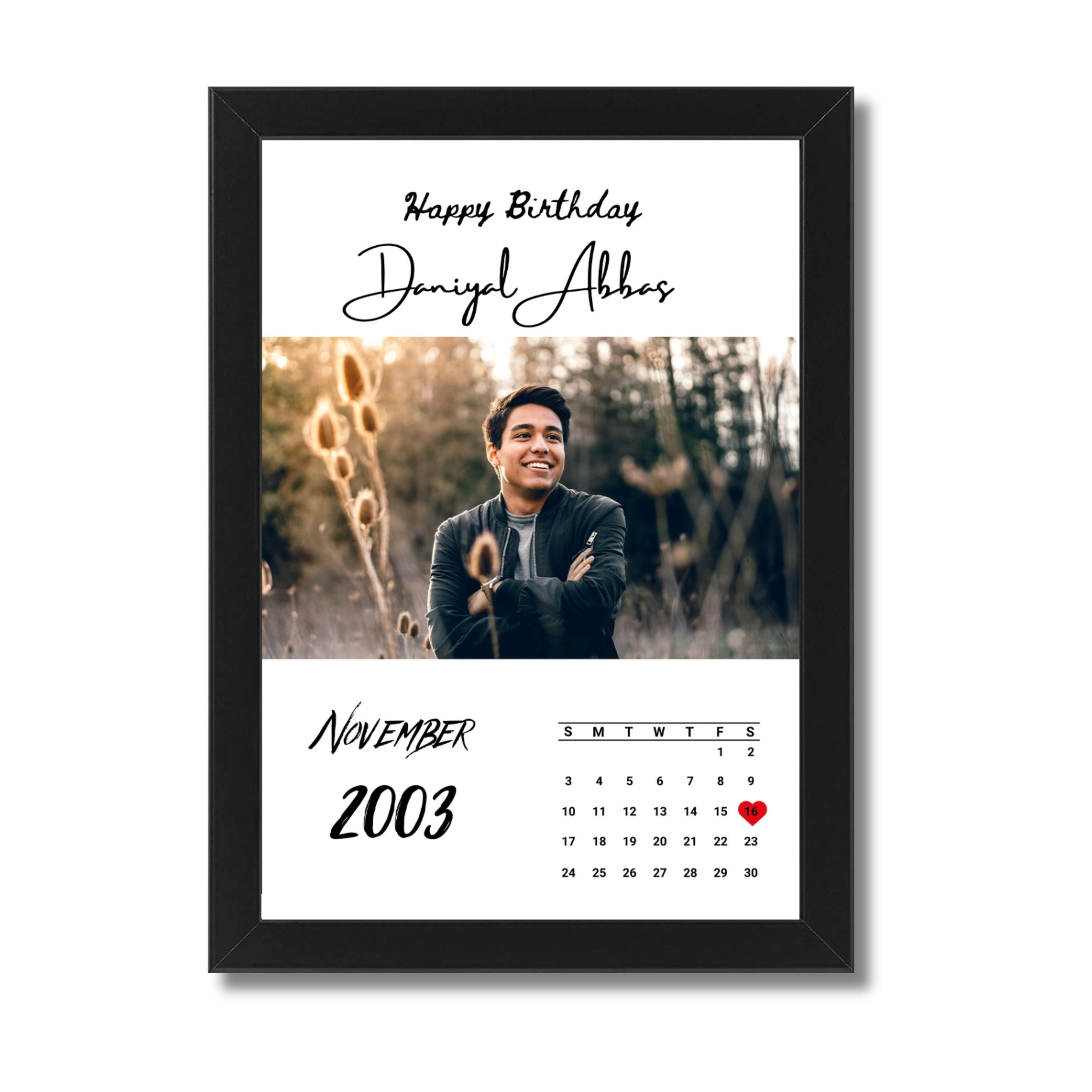 Customized Birthday Photo Frame 8x12 Inch Picture & Text Print