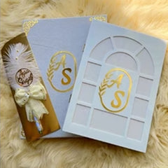 FASTSIDE Customized Folding Frame Nikkah Thamboard File with Elegant Pen & Luxury Box – Personalized Wedding Gift Set