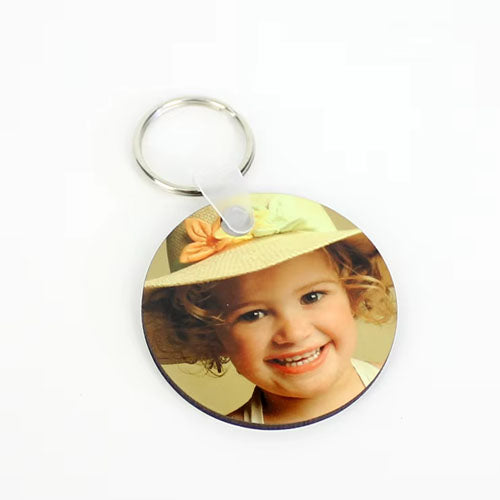 Customized MDF Round Shape Double-Sided Photo Keychain – Personalized Gift