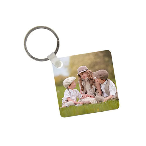 Customized Box Shape MDF Double-Sided Photo Keychain – Personalized Gift