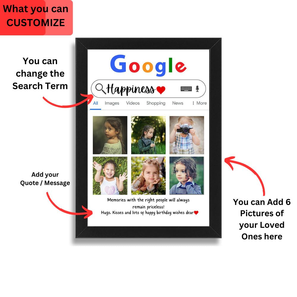 Customized Photo Frame - Google Desing With Picture Text Print 8x12