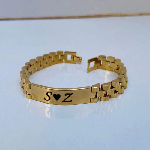 Customized Name Bracelet – Premium Metal Custom Engraved Band (Gold | Silver | Black)
