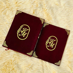 FASTSIDE Customized Velvet Folding Nikkah Thamboard File with Elegant Pen & Luxury Box – Personalized Wedding Gift Set