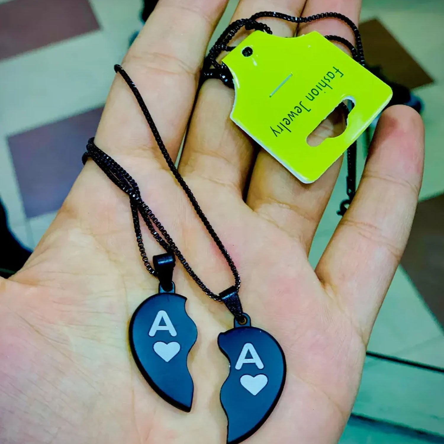 Customized Couple Locket – Broken Heart Necklace with Name