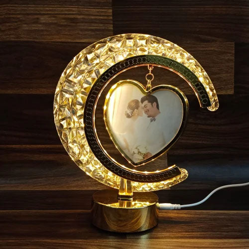 Customized Moon LED Lamp with Heart Photo Frame – Romantic Personalized Gift for Couples & Special Occasions