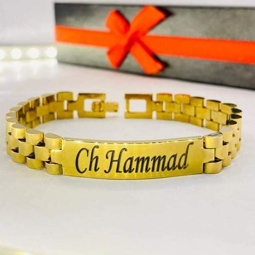 Customized Name Bracelet – Premium Metal Custom Engraved Band (Gold | Silver | Black)