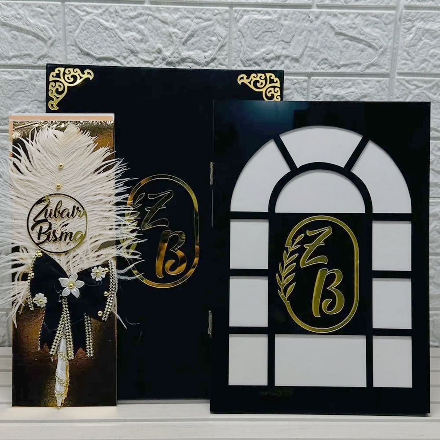 FASTSIDE Customized Folding Frame Nikkah Thamboard File with Elegant Pen & Luxury Box – Personalized Wedding Gift Set