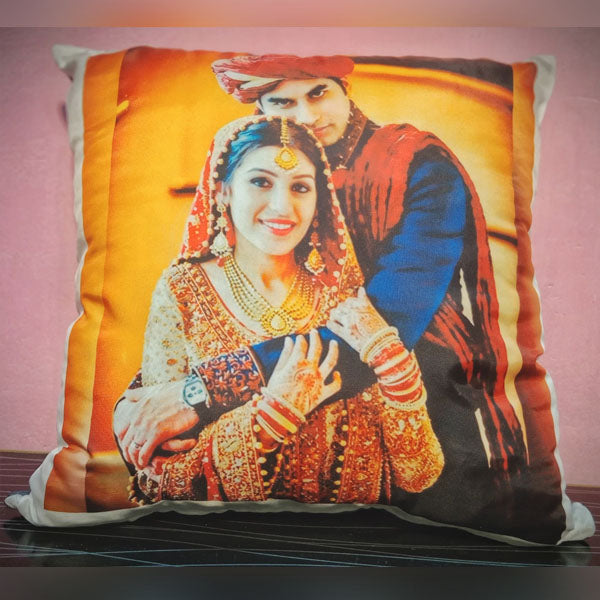 FASTSIDE Customized Cushion 14x14 With Your Picture, Name, Text & Logo Print – With Filling