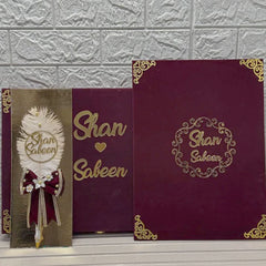 FASTSIDE Customized Velvet Folding Nikkah Thamboard File with Elegant Pen & Luxury Box – Personalized Wedding Gift Set