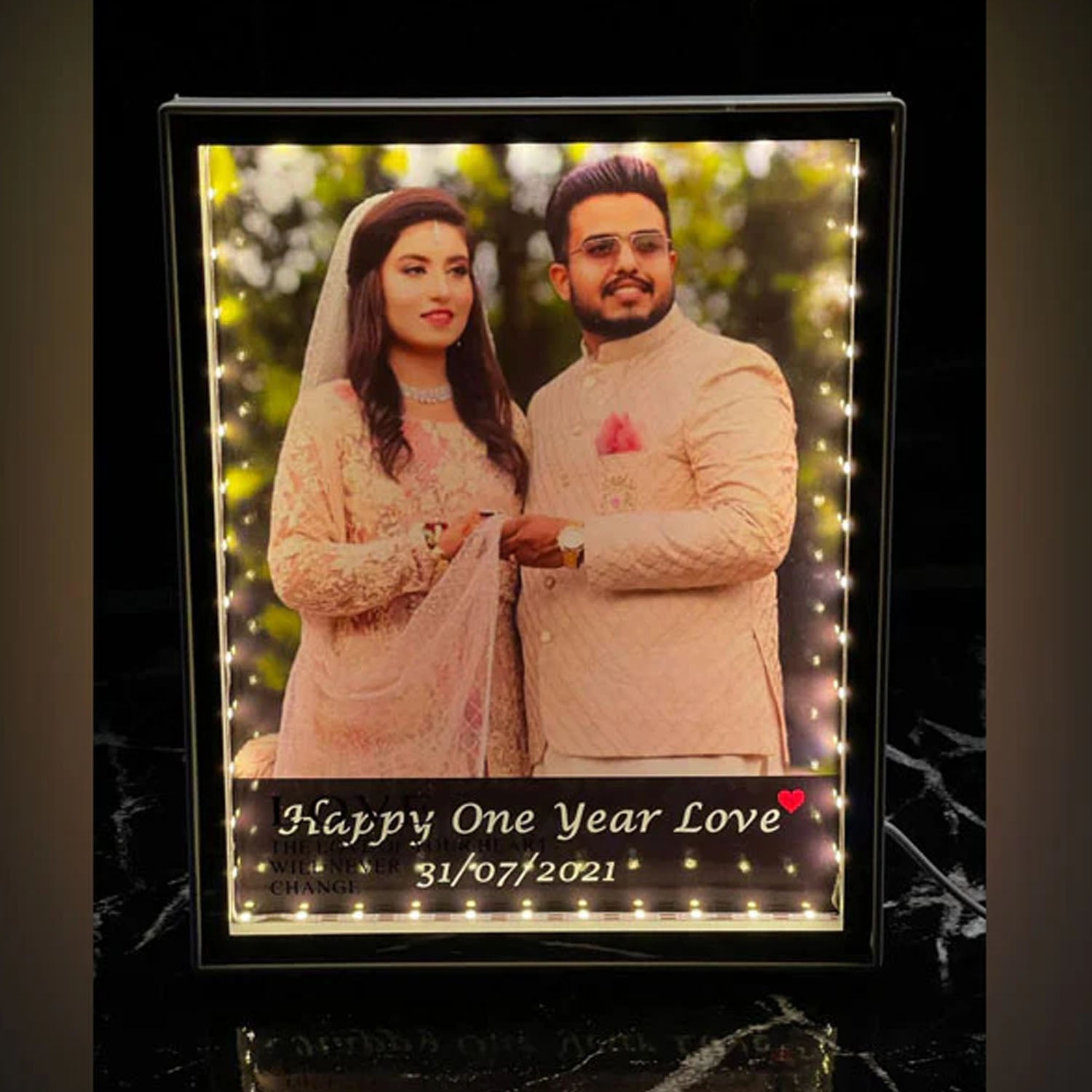 FASTSIDE Customized 3D LED Magic Mirror | Custom Photo, Calendar & Text Frame Gift