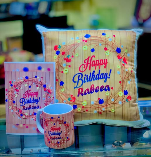 Customized Birthday Set – 3 Pcs (Mug + Cushion + Card)
