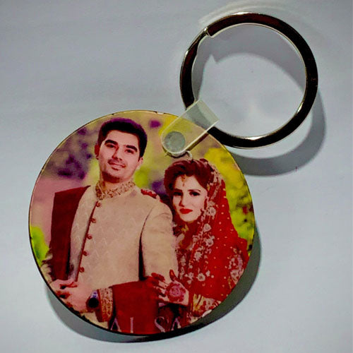 Customized MDF Round Shape Double-Sided Photo Keychain – Personalized Gift