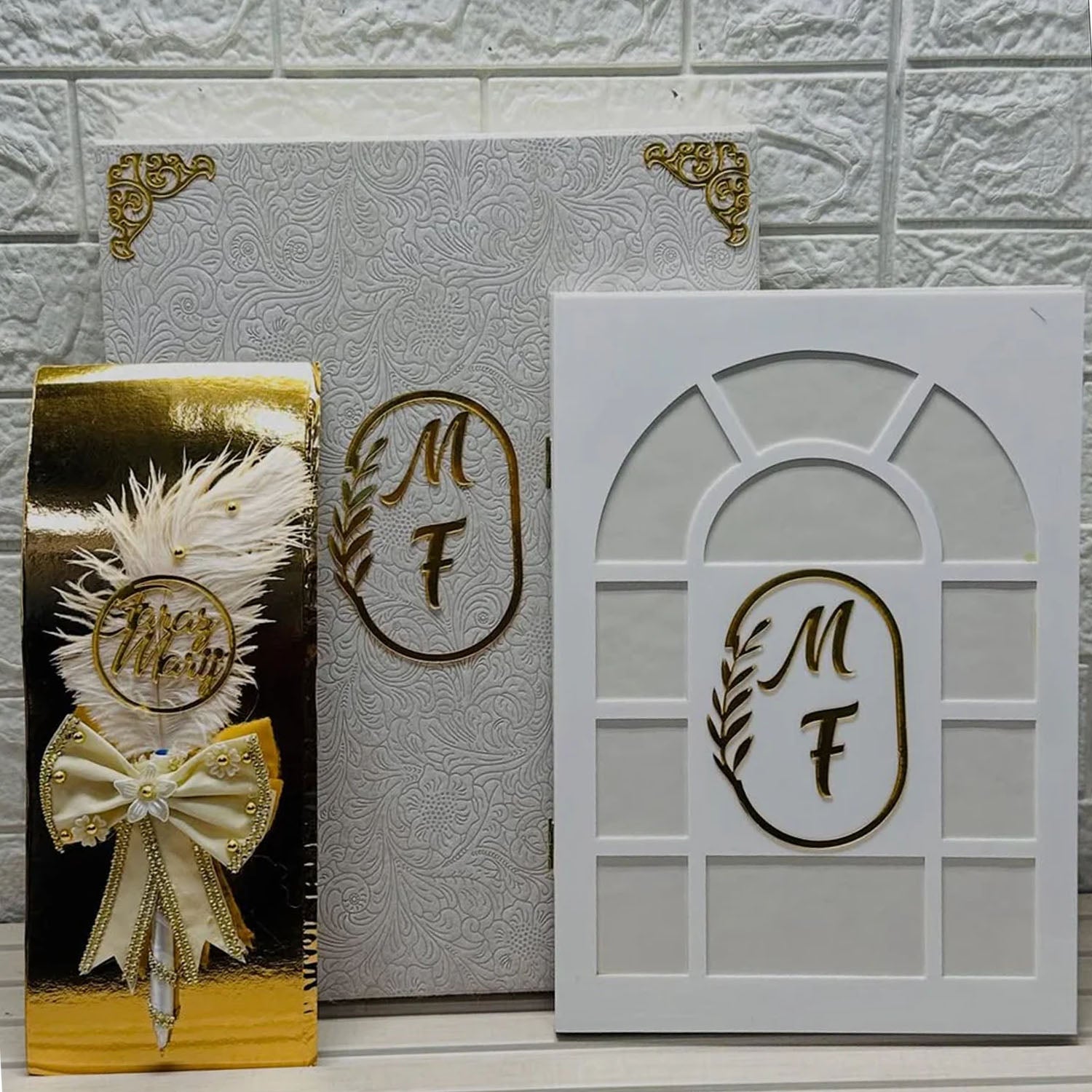 FASTSIDE Customized Folding Frame Nikkah Thamboard File with Elegant Pen & Luxury Box – Personalized Wedding Gift Set