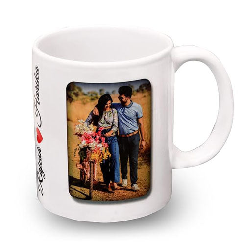 Customized White Mug with Photo, Name & Birthday Calendar Print