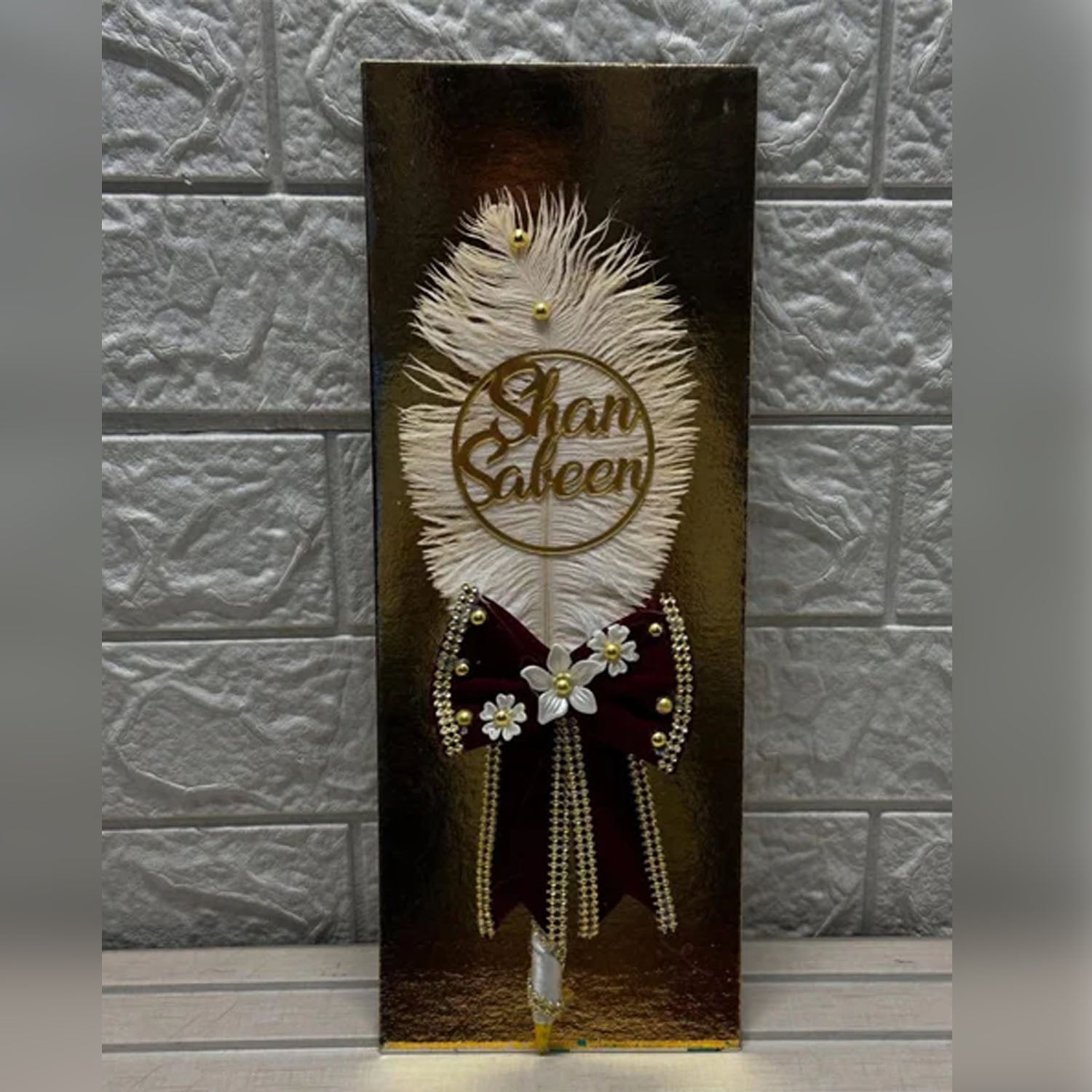 FASTSIDE Customized Velvet Folding Nikkah Thamboard File with Elegant Pen & Luxury Box – Personalized Wedding Gift Set