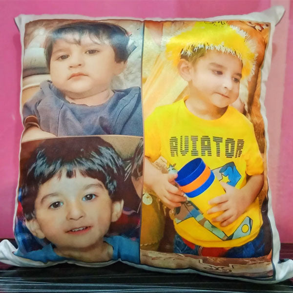 FASTSIDE Customized Cushion 14x14 With Your Picture, Name, Text & Logo Print – With Filling