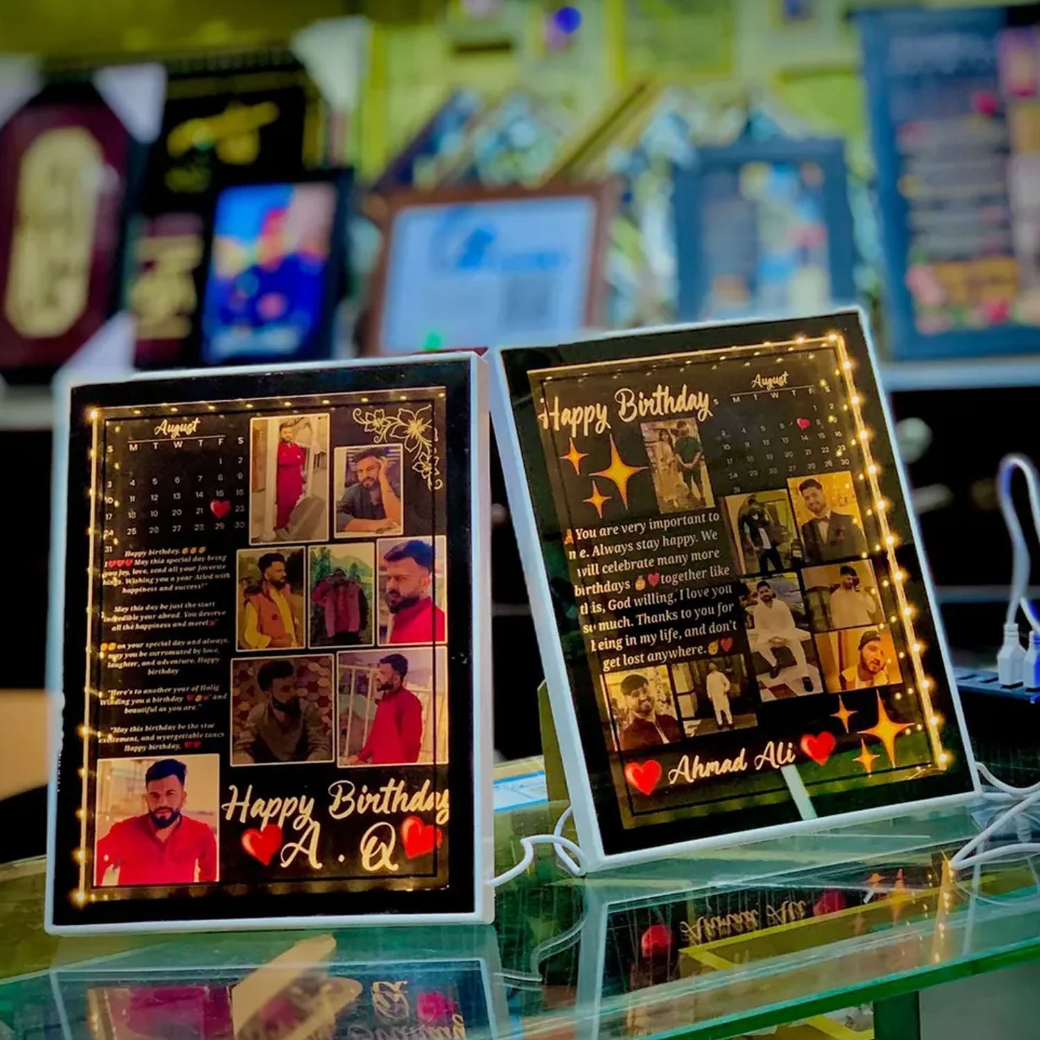 FASTSIDE Customized 3D LED Magic Mirror | Custom Photo, Calendar & Text Frame Gift