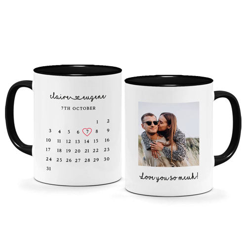 Customized Colour Mug with Photo, Name & Birthday Calendar Print