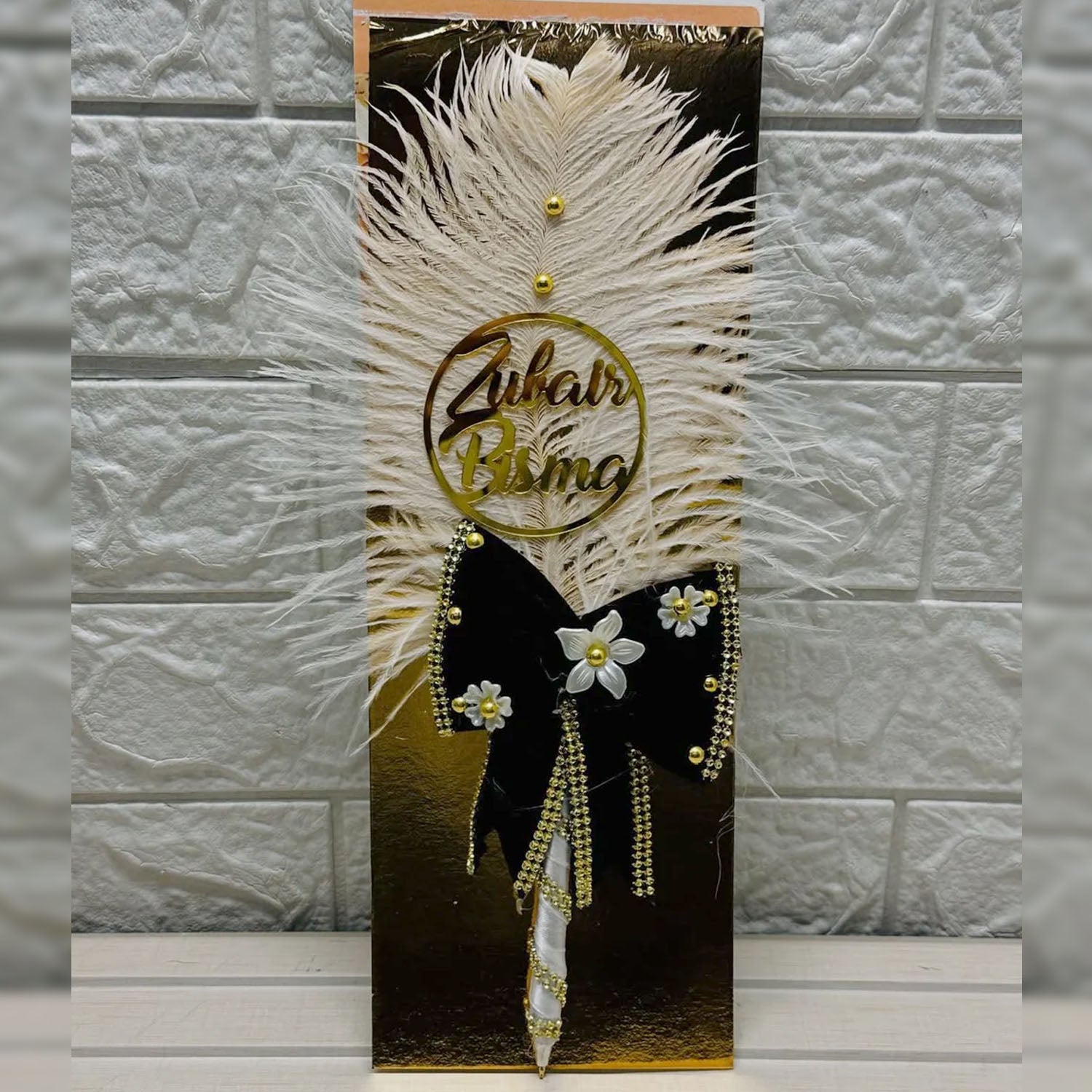 FASTSIDE Customized Folding Frame Nikkah Thamboard File with Elegant Pen & Luxury Box – Personalized Wedding Gift Set