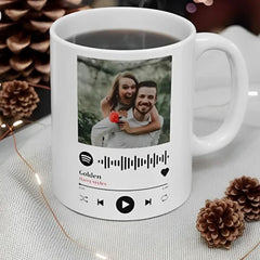 Customized White Mug with Photo, Name & Birthday Calendar Print