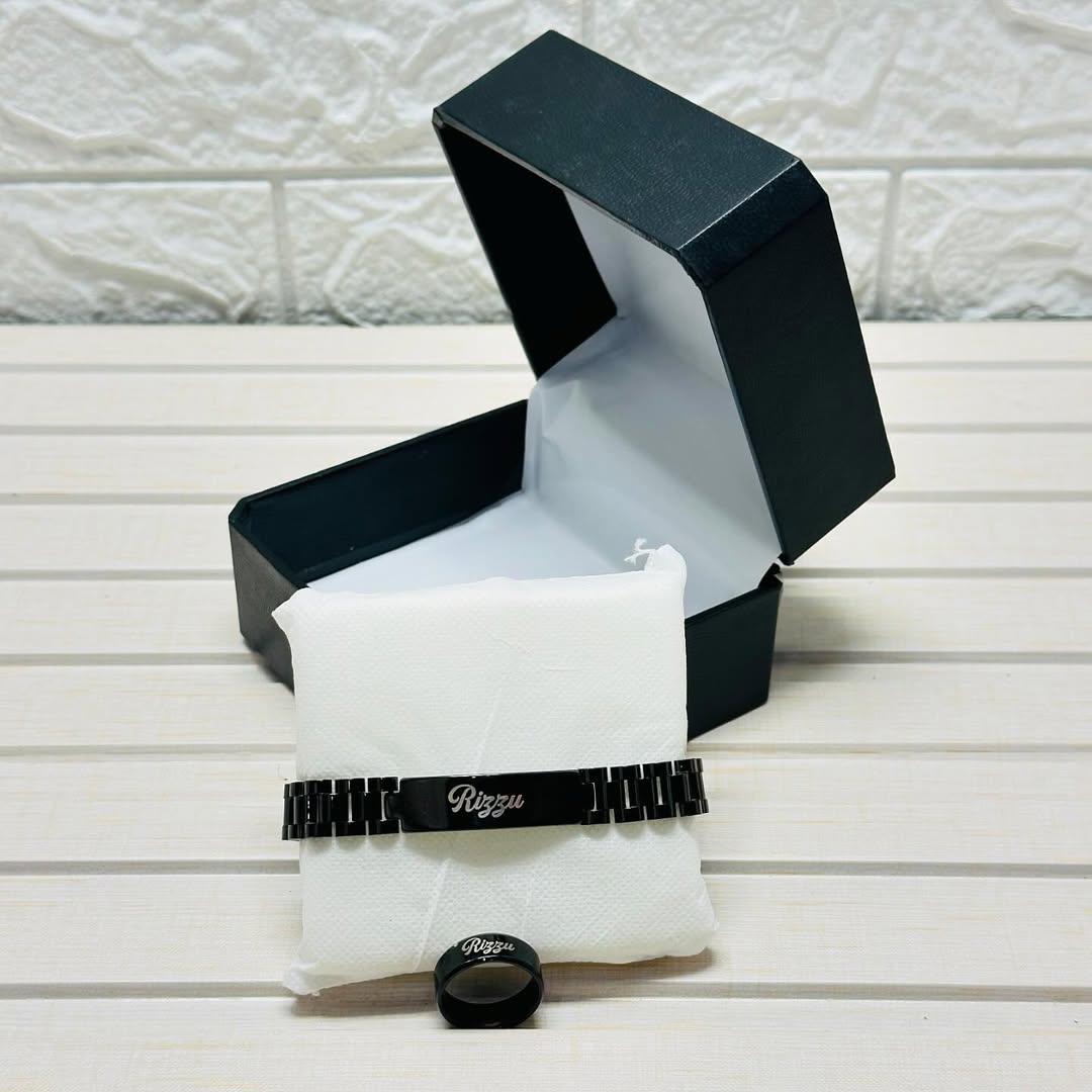 Customized Name Bracelet & Ring Gift Set – Personalized Jewelry for Boys & Girls