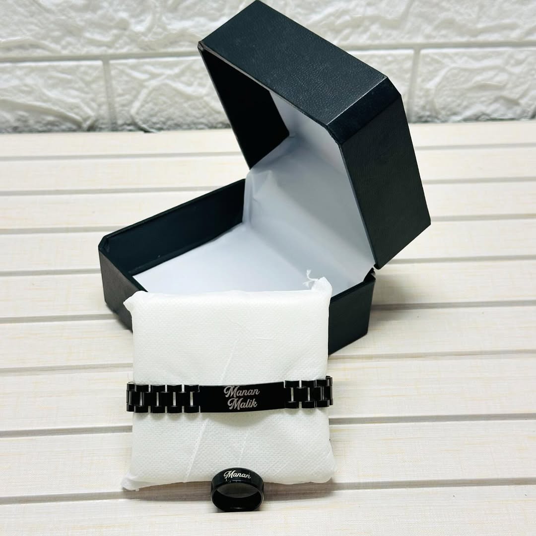 Customized Name Bracelet & Ring Gift Set – Personalized Jewelry for Boys & Girls