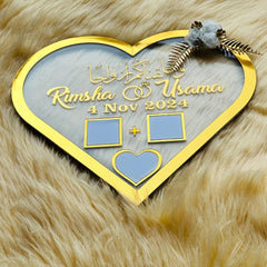 Customized Heart Shaped Nikah Thumb Impression Board with Elegant Flower Design & Premium Box