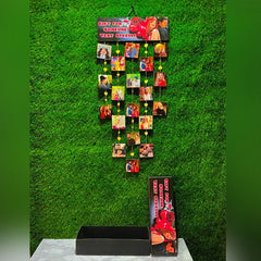 Customized Wooden Photo Hanging Frame – 19 Pictures with Gift Box