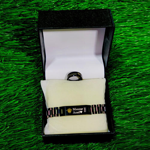 Customized Name Bracelet & Ring Gift Set – Personalized Jewelry for Boys & Girls