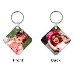 Customized Box Shape MDF Double-Sided Photo Keychain – Personalized Gift